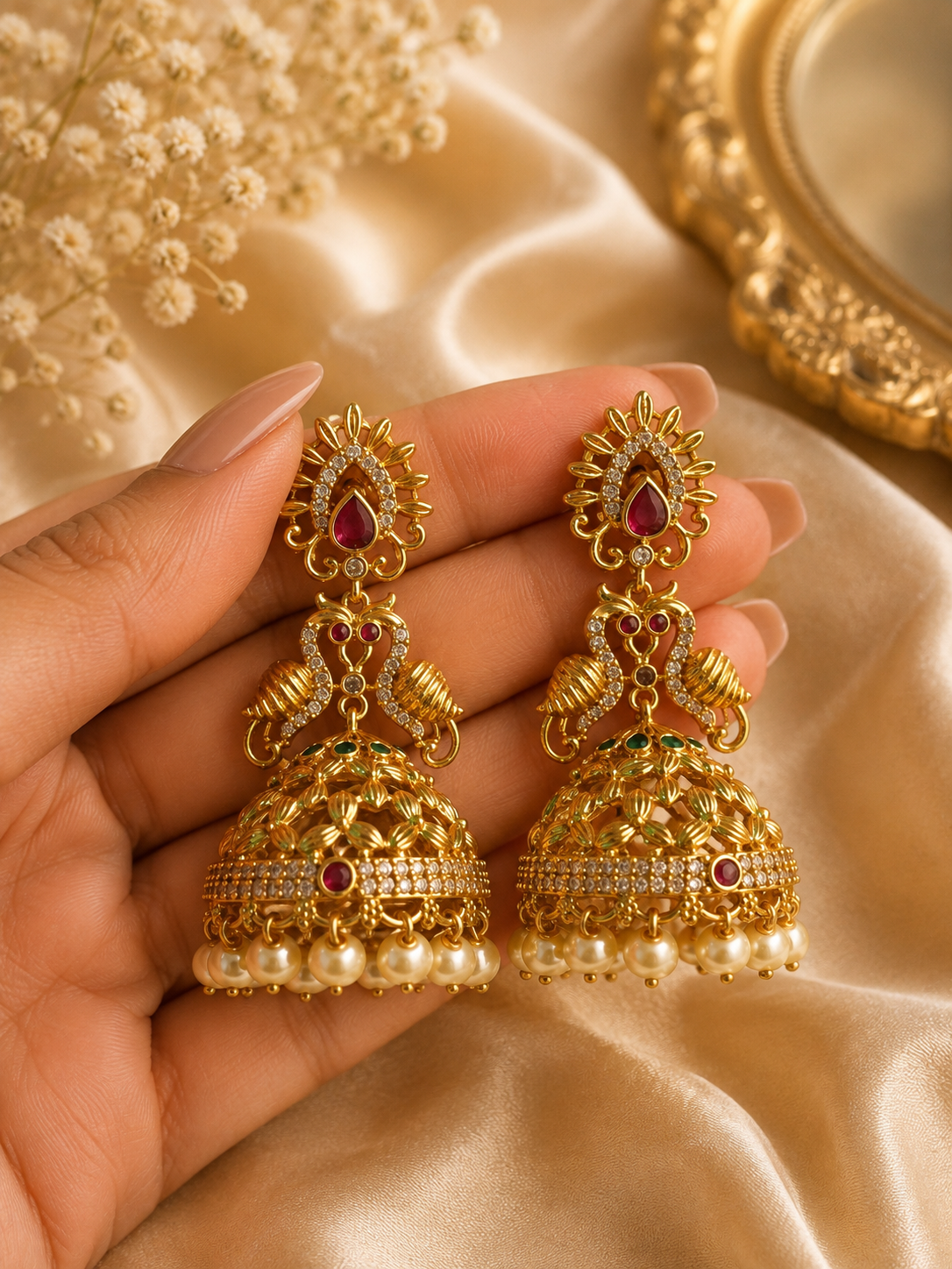 Royal Ruby Jhumka Elegance