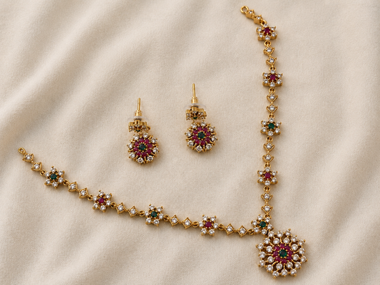 Floral Ruby Emerald Sparkle Set