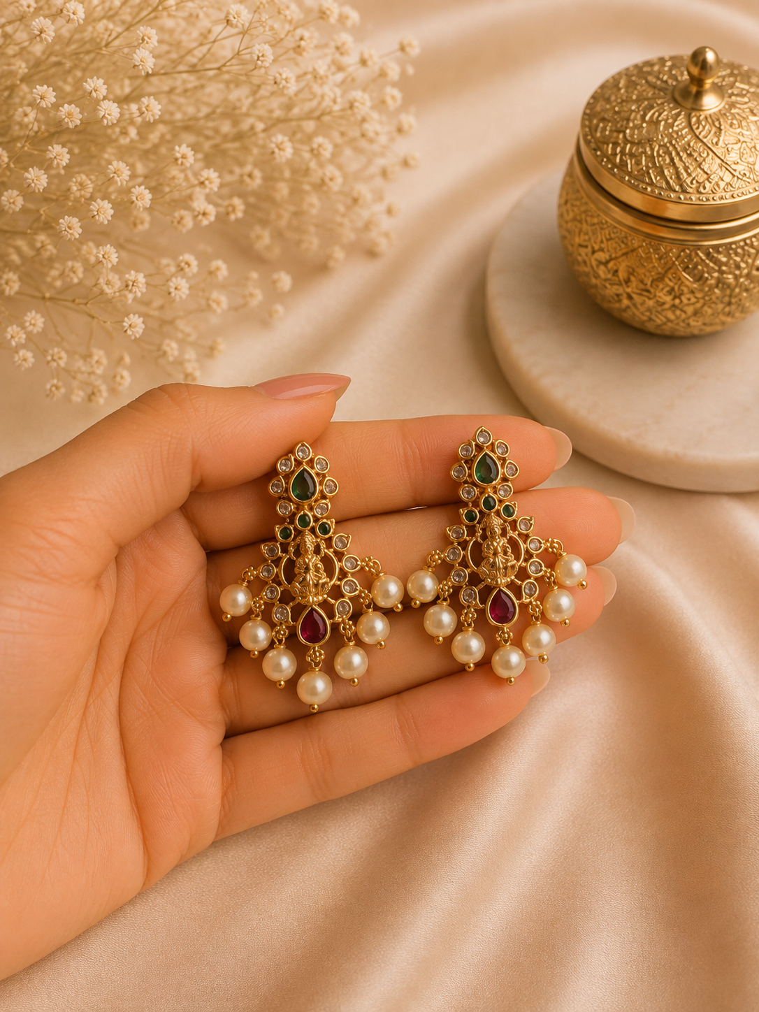 Divine Temple Pearl Necklace Set