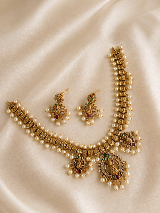 Divine Temple Pearl Necklace Set