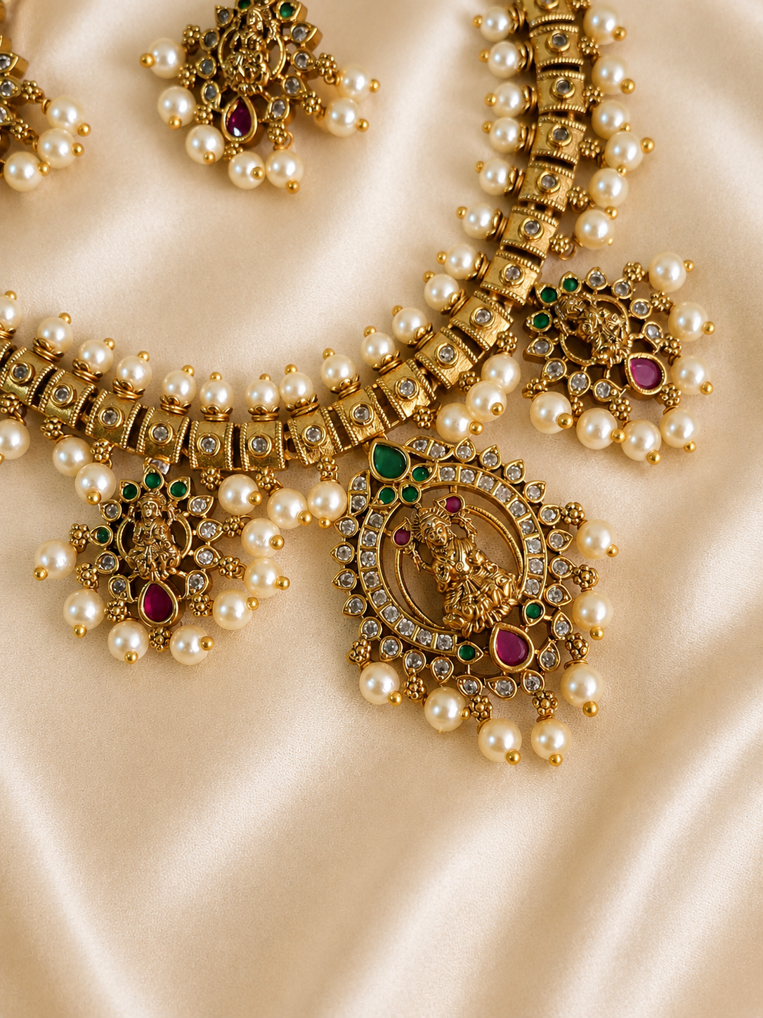 Divine Temple Pearl Necklace Set