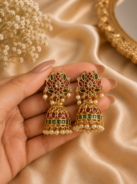Royal Emerald & Ruby Jhumka